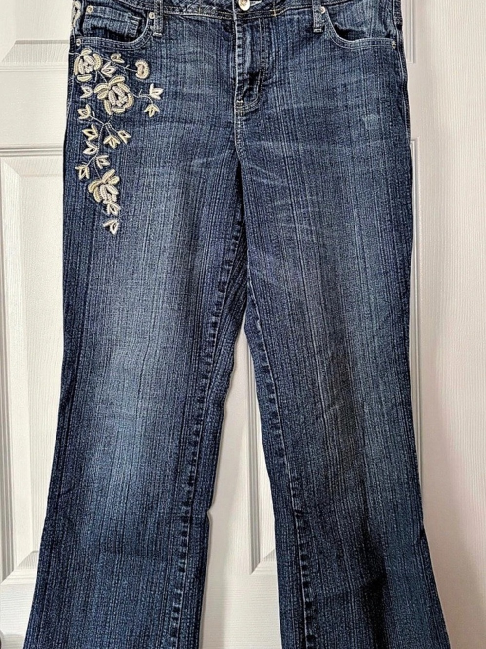Gitano Embroidered Bootcut Jeans in Blue Waist 14